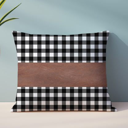 Pair of 15x15 inch faux leather and cotton cushion covers from Styleva.