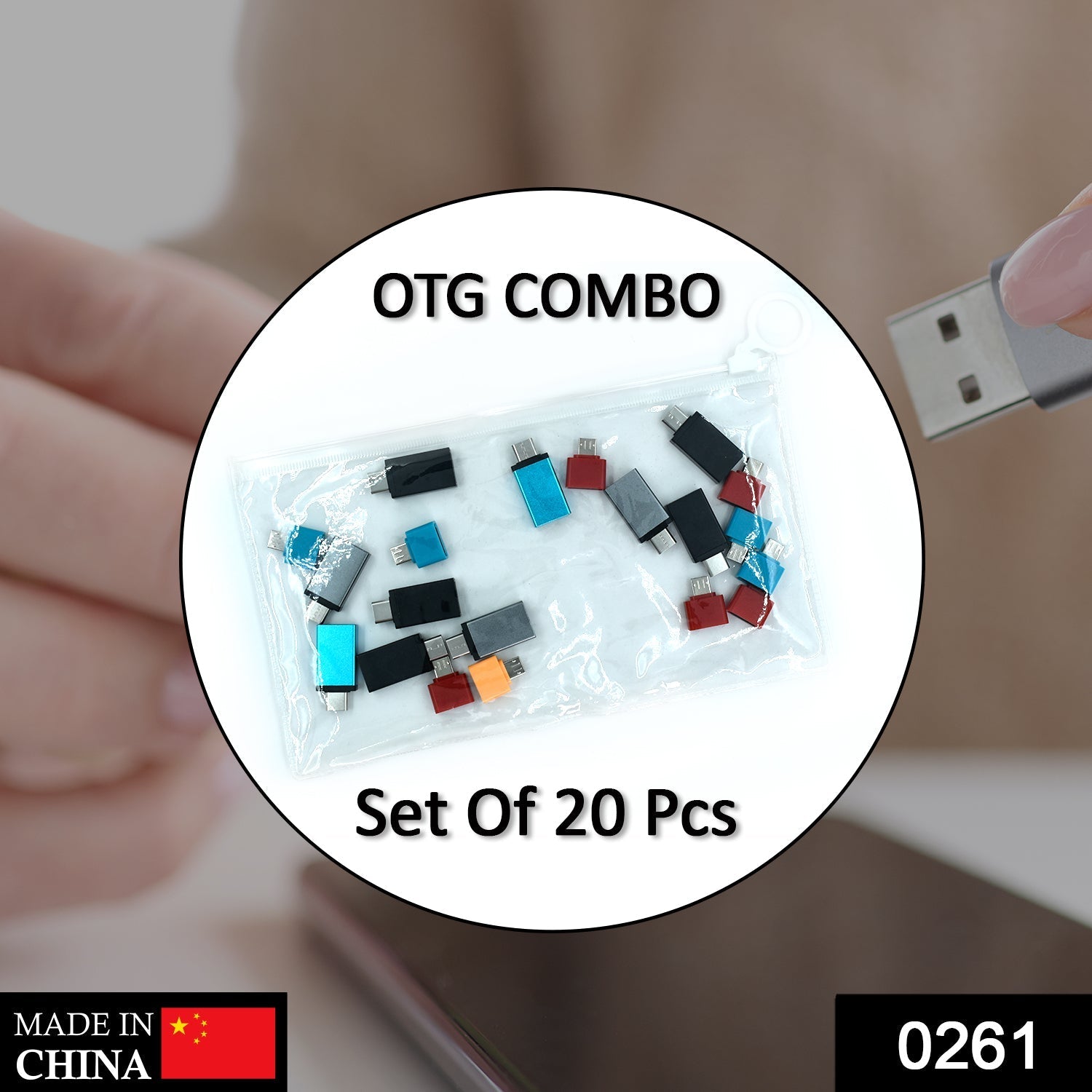 Close-up of Type C and Micro USB OTG adapters from the pack, ready for mobile connectivity.