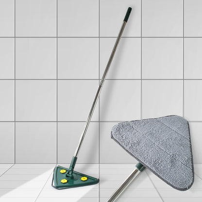 Front view of the 2-in-1 extendable triangle mop with a flexible head.