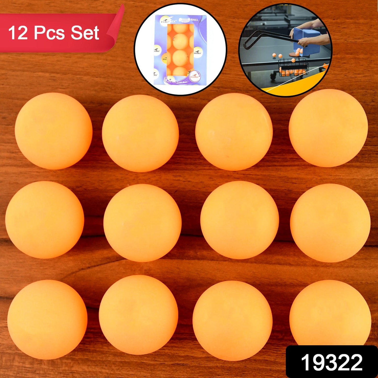 Close-up of a bright orange 3-star seamless table tennis ball with smooth surface