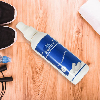 Velvet Wheels shoe spray bottle next to various footwear for freshness.