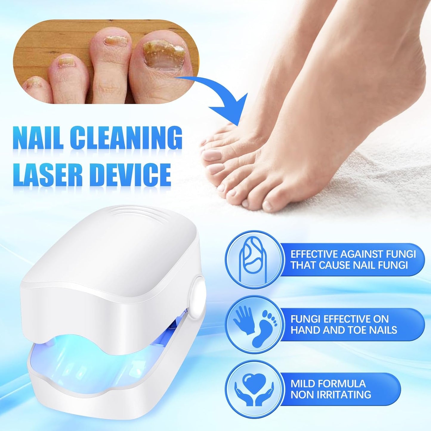 Side profile of the compact AuriGlam Nail Fungus Laser Treatment device.