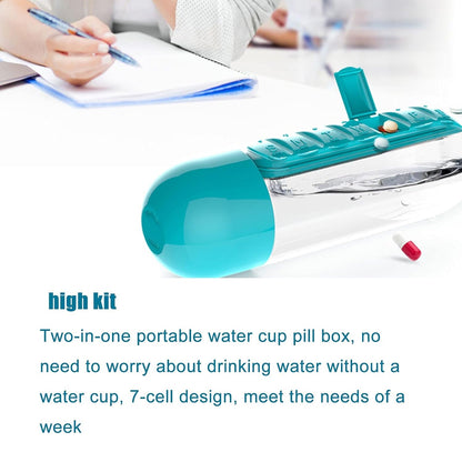 Portable Pill Organizer Water Bottle featuring a vibrant, multi-color design.