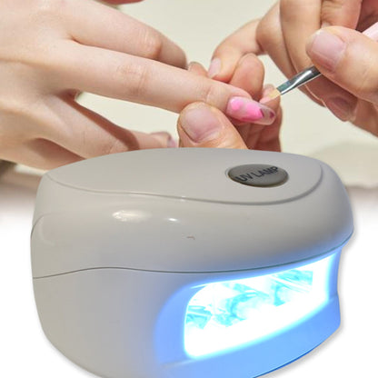 Top-down view of the compact AuriGlam LED UV Nail Lamp, perfect for quick nail drying.