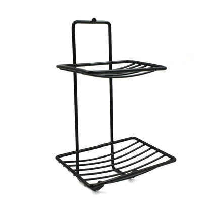 Elegant 2-tier stainless steel soap rack, perfect for bathroom organization.