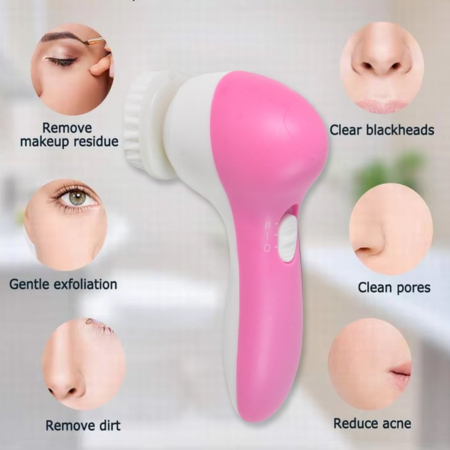 Soft brush head of the facial cleansing device, ideal for sensitive skin.