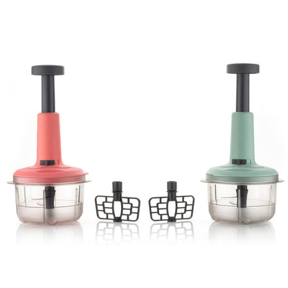 Ergonomic push chopper design for easy and fast food preparation in Indian kitchens.