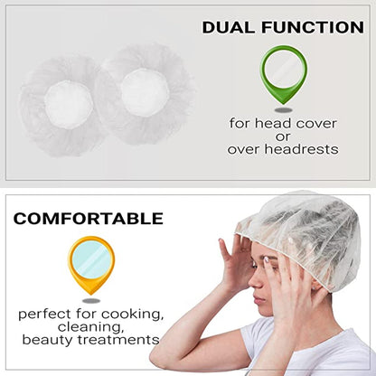 Elastic disposable shower caps for convenient spa and hotel use.