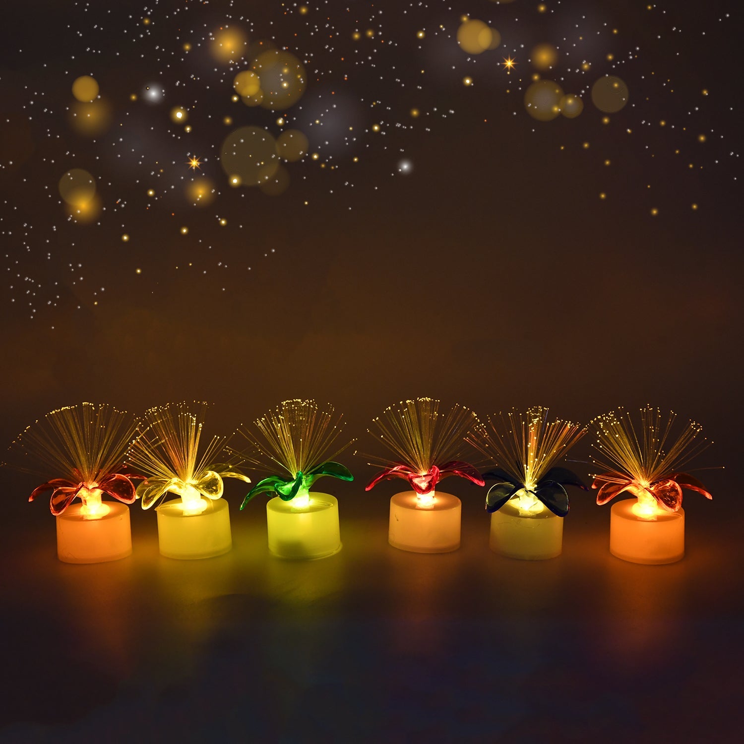 Mini fiber optic LED light centerpiece showcasing its color-changing effect.
