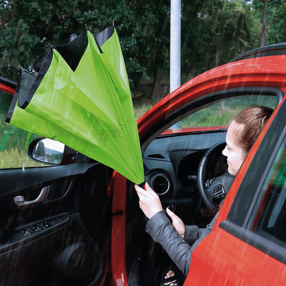 Kids UV umbrella open in an outdoor setting, ready for use.