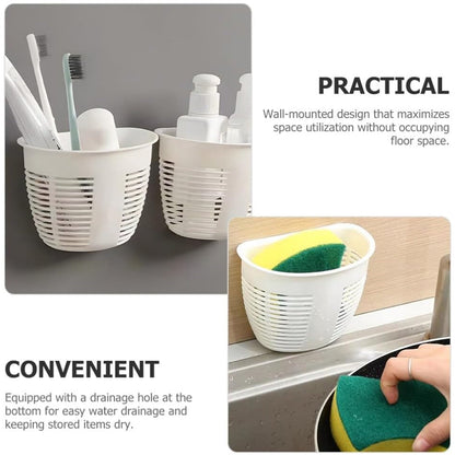 Empty white hanging plastic storage basket showcasing its sleek, minimalist design.