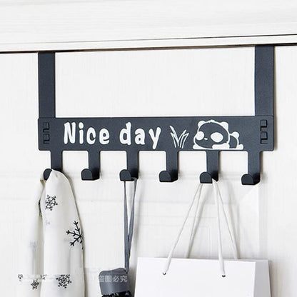 Detail of the 'Nice Day' panda cartoon design on the door hanger for a playful touch.