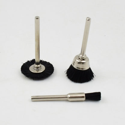 Close-up of the durable, high-quality brass bristles on a wire wheel for cleaning.