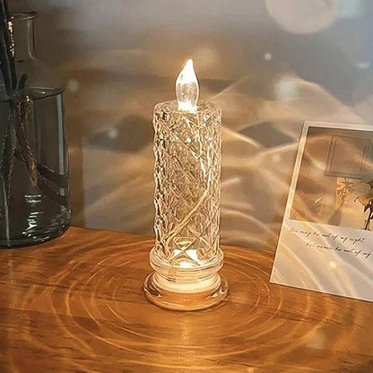 Top-down view of the glowing Crystal LED Candle, ideal for festive ambiance.