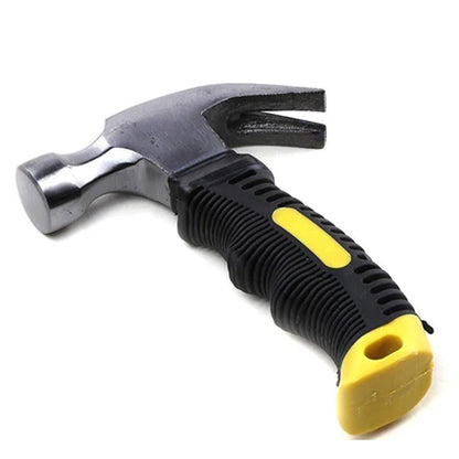 Close-up of the alloy steel head and claw of the mini hammer, ready for use.