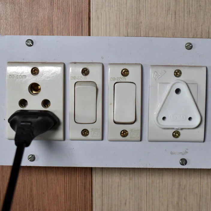 Multiple views of the large electric socket safety covers.