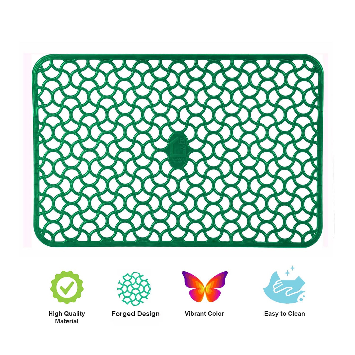 Close-up of durable PVC mats inside a fridge drawer.