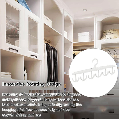 Organivo 12-hook tank top hanger made from durable material, hanging on a closet rod.