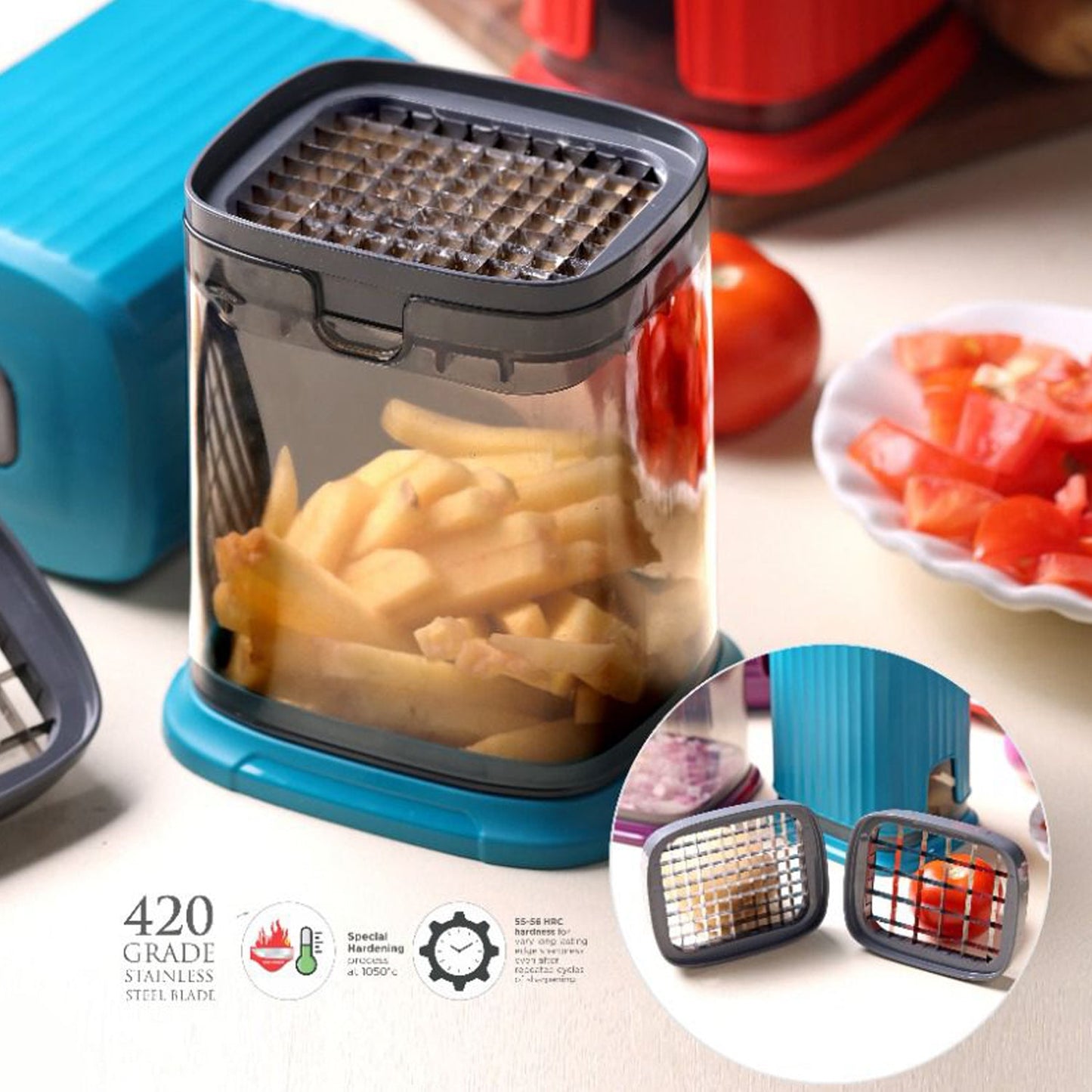 Multipurpose manual vegetable chopper with detachable parts for easy cleaning
