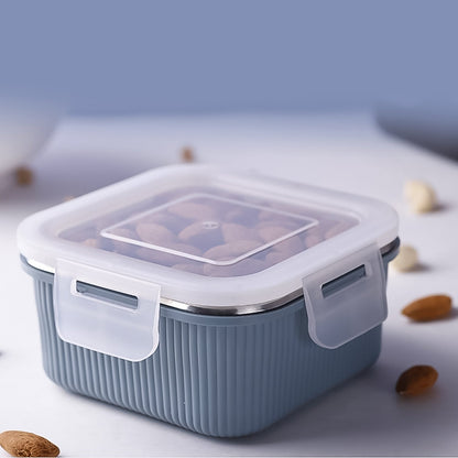 Square stainless steel food storage container 400ml with clear airtight lid