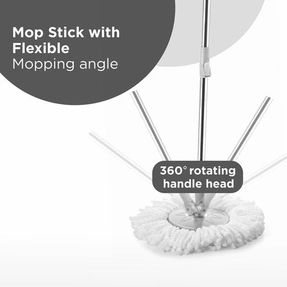 Spin mop bucket with wheels for easy portability and effortless cleaning.