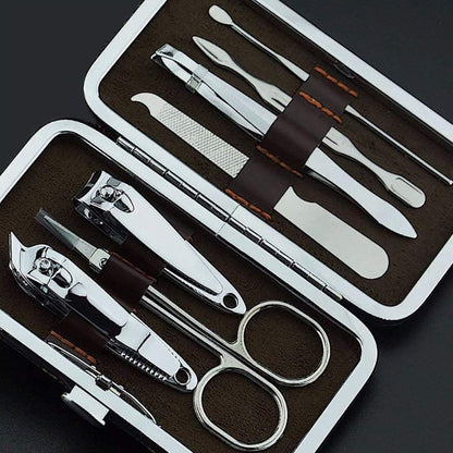 Close-up of the professional manicure pedicure kit tools