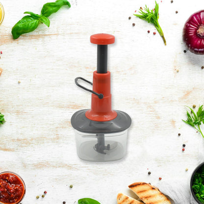 Quickslice manual vegetable chopper with anti-slip base and sharp stainless steel blades.