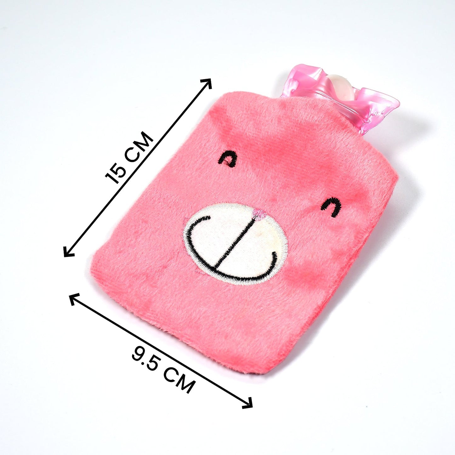 Person holding the Pink Hot Water Bag on their lower back for targeted pain relief.