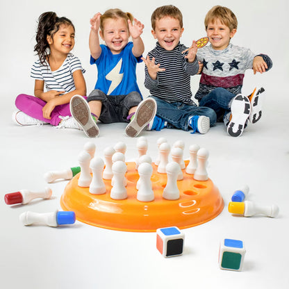 Strategy chess game with plastic colorful pegs in use