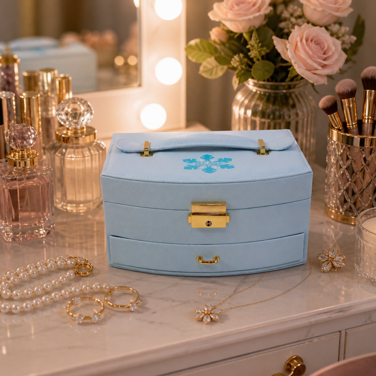 Back view of multi-layer jewelry organizer in India
