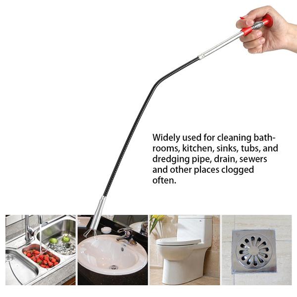 Packaging of the metal wire drain cleaning brush with usage instructions.