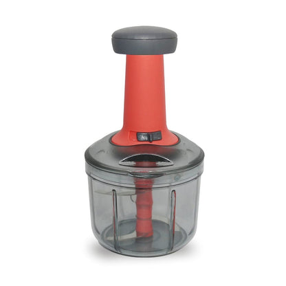Side profile of the Quickslice manual chopper, demonstrating its sturdy build and matte texture.