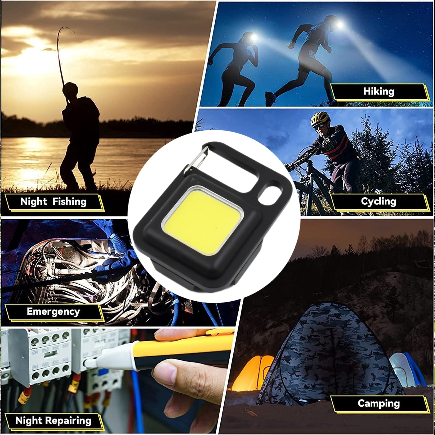 Multi-functional keychain flashlight with a folding bracket and bottle opener