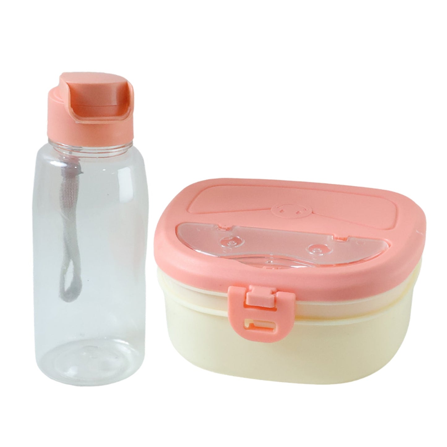 Combo of plastic tiffin box and matching water bottle for daily use