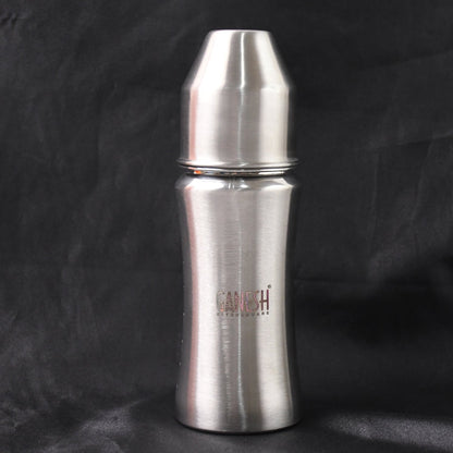 Ganesh stainless steel baby bottle, durable and easy to clean for daily use.