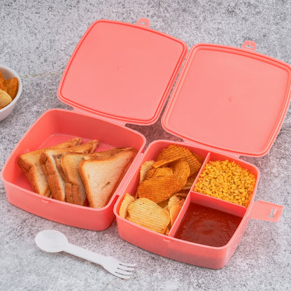 Angle view of the BPA-free plastic lunch box, ready for packing meals.