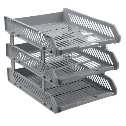 Open drawer of a file rack showing organized magazines and folders.