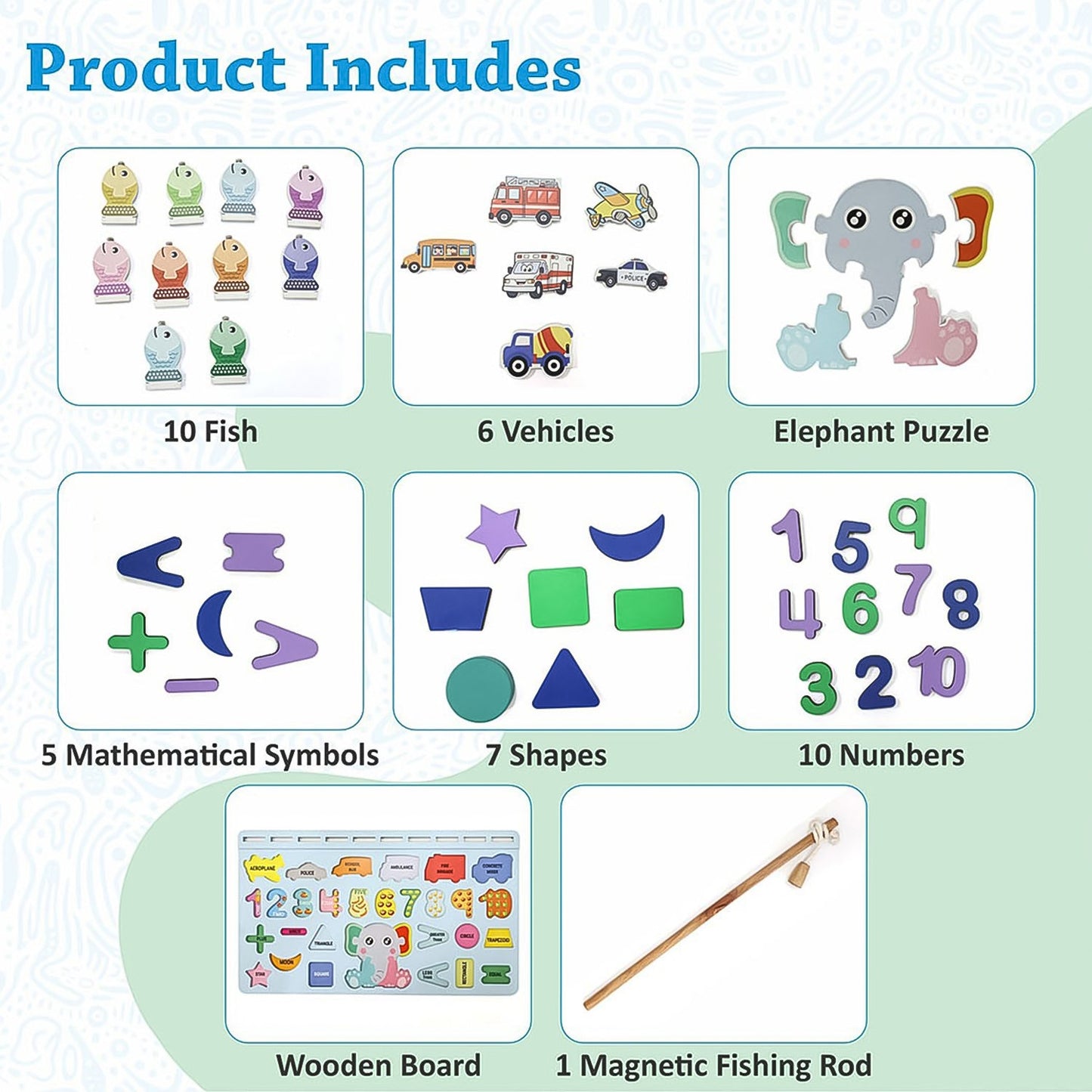 Close-up of the Aditi Wooden Number Puzzle board with vibrant numerical pieces.