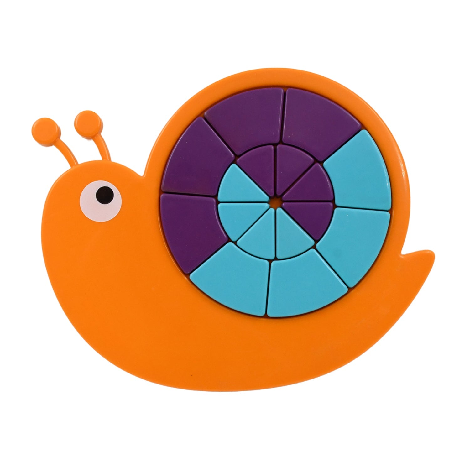 Young child actively playing with the educational Snail Puzzle, enhancing motor skills.