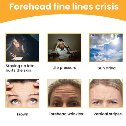 Diagram illustrating how Forehead Wrinkle Patches reduce lines on the skin.