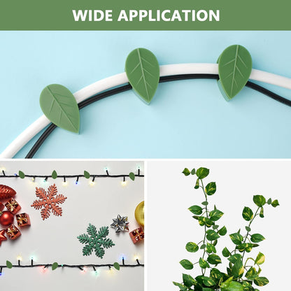 Self-adhesive plant clips discreetly holding a vibrant green vine against a light-coloured wall.