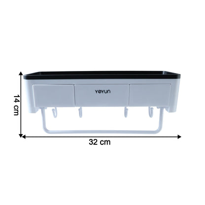 Neutral image of bathroom storage rack