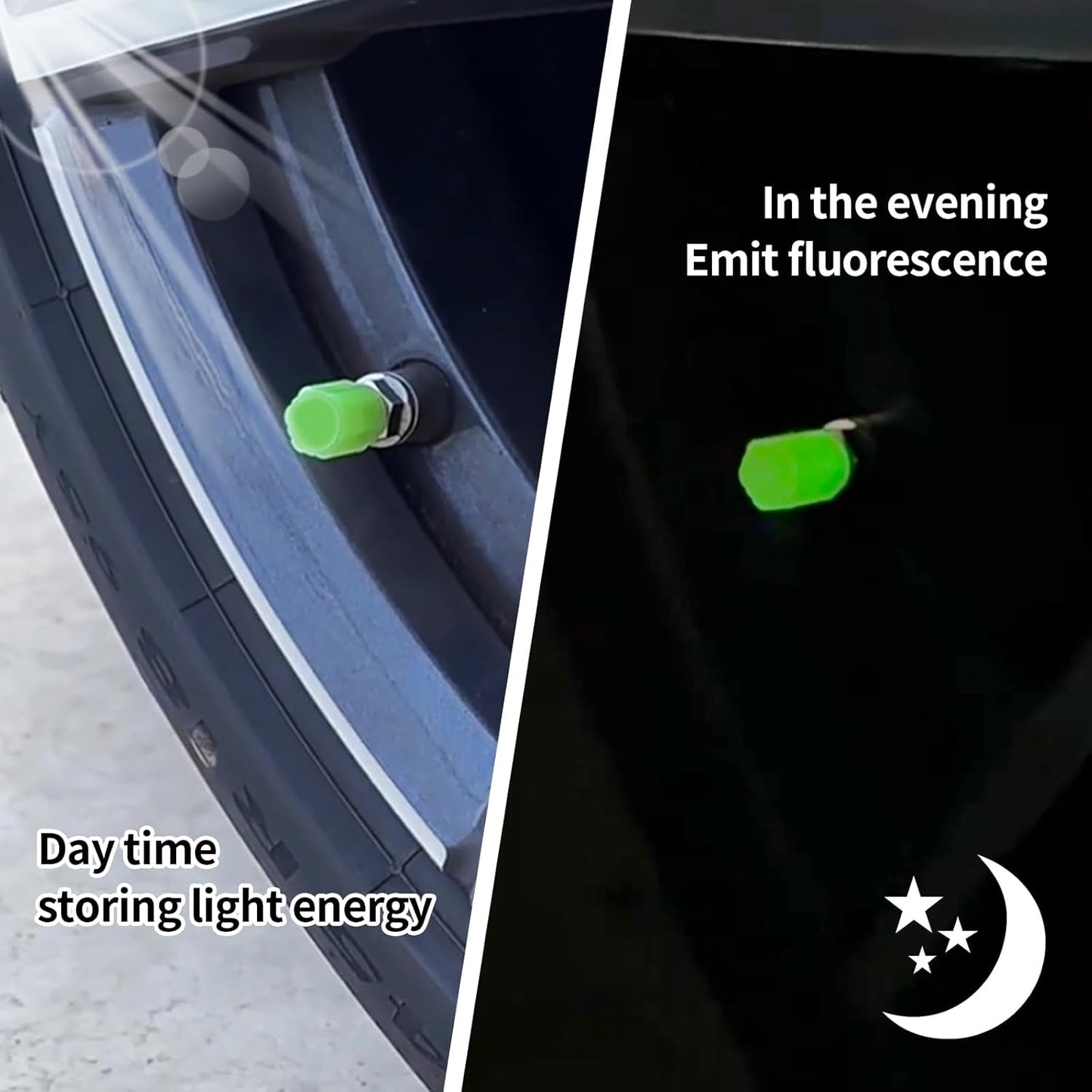 Glow tire covers with luminous effect on vehicle wheels