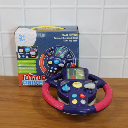 Colorful musical steering wheel toy for toddlers with buttons and lights