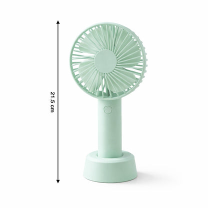 View of the portable fan's battery compartment, indicating it's a rechargeable fan.