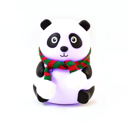 The versatile panda lamp cycling through its vibrant 7-color LED options.