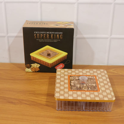 Textured plastic storage box featuring an elegant woven pattern