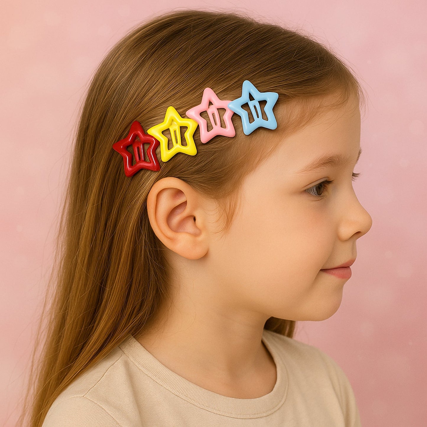 Star design metal hair clips in different colors for versatile wear