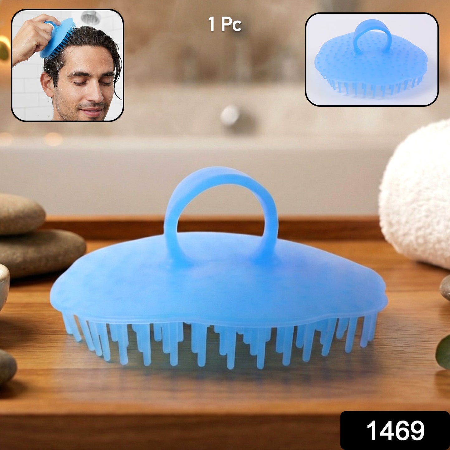 Soft bristle silicone scalp scrubber for effective hair wash