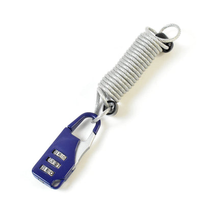 3-digit combination padlock securing travel luggage